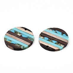 Transparent Resin & Walnut Wood Pendants&nbsp;RESI-N039-03B