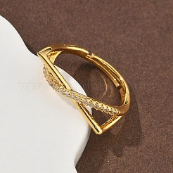 Brass Micro Pave Cubic Zirconia Finger Rings&nbsp;RJEW-H258-15G