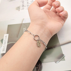 201 Stainless Steel Good Luck Word Charm Bracelets&nbsp;FS-WG4BBAD-01