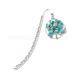 Wire Wrapped Natural Gemstone Chips Tree of Life Bookmarks&nbsp;AJEW-JK00318