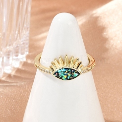 Eye Brass Micro Pave Clear Cubic Zirconia Open Cuff Rings for Women&nbsp;RJEW-G343-29G-02