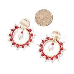 Brass Glass Sun Stud Earrings&nbsp;EJEW-MZ00520-02