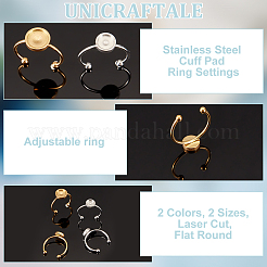 304 Stainless Steel Cuff Pad Ring Settings&nbsp;STAS-UN0025-85