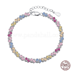 Anti-Tarnish Rhodium Plated 925 Sterling Silver Link Chain Bracelet&nbsp;BJEW-Z017-01B
