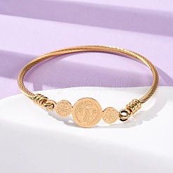 Religion 304 Stainless Steel Bangles for Women&nbsp;LS-BJEW-K280-01G