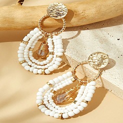 Alloy Glass Seed Beads Dangle Stud Earrings&nbsp;FS-WGE4D17-01