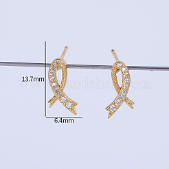 Exquisite Brass Clear Cubic Zirconia Ribbon Stud Earrings&nbsp;EE4607