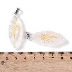 Natural Quartz Crystal Gold Sun Pattern Pendants&nbsp;G-L524-14P-07
