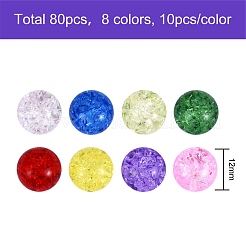 80Pcs 8 Colors Transparent Crackle Glass Round Beads Strands&nbsp;CCG-SZ0001-09