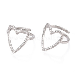 Non-Tarnish 304 Stainless Steel Heart Cuff Ring&nbsp;LS-RJEW-N038-123P