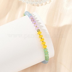 Dyed Natural White Jade Rondelle Beads Stretch Bracelets for Women&nbsp;BJEW-JB14235-02