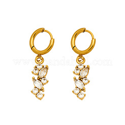 304 Stainless Steel & Clear Cubic Zirconia Hoop Earrings&nbsp;FS-WGFBAB4-01