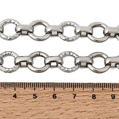 13MM 304 Stainless Steel Textured Round Ring Link Chain Necklaces&nbsp;NJEW-P349-01B-P