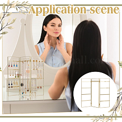 Iron Earring Display Folding Screen Stands with 3 Folding Panels&nbsp;EDIS-WH0070-01G