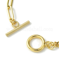 Brass Curb & Paperclip Chain Bracelet with Toggle Clasps&nbsp;BJEW-JB10020