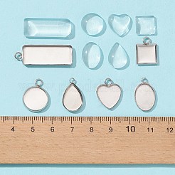 36Pcs 6 Styles 04 Stainless Steel Pendant Cabochon Settings&nbsp;STAS-FS0001-27