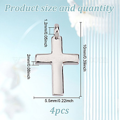 4Pcs Rhodium Plated 925 Sterling Silver Cross Charms&nbsp;FIND-GO0002-62A