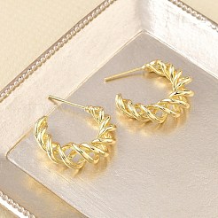 Twisted Brass Stud Earrings for Women&nbsp;KK-CBAD851-29G