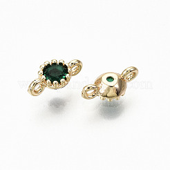 Brass Micro Pave Green Cubic Zirconia Links Connectors&nbsp;X-KK-T063-58G-NF