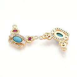 Synthetic Turquoise Rectangle with Flower Pendants&nbsp;KK-N258-15G