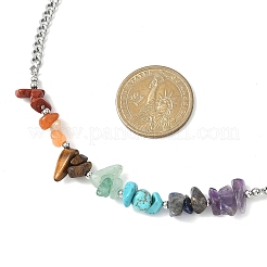 Chakra Mixed Gemstone Chip Beaded Necklaces&nbsp;NJEW-JN05694