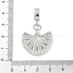 Brass Clear Cubic Zirconia Fan European Dangle Charms&nbsp;KK-Z090-05P