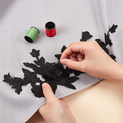 Polyester Embroidery Flower Ornament Accessories&nbsp;PATC-WH0006-08