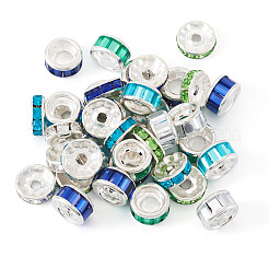 40Pcs 8 Styles Alloy Glass & Iron Rhinestone Spacer Beads&nbsp;FIND-TA0008-70B