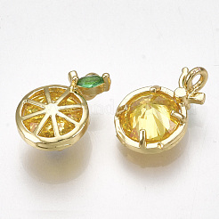 Brass Cubic Zirconia Charms&nbsp;X1-KK-S348-323