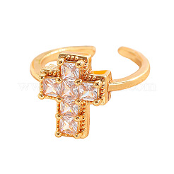 Adjustable Brass Pave Cubic Zirconia Cuff Open Rings for Women&nbsp;WGBB72E-01
