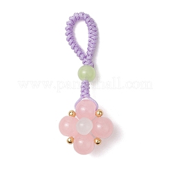 Baking Paint Imitation Jade Glass Woven Clover Pendant Decorations&nbsp;HJEW-JM03148-03