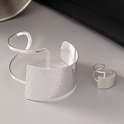 Hammered Trapezoid Alloy Cuff Bangles & Cuff Rings Sets&nbsp;WG7844D-03