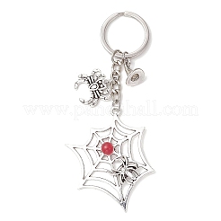 Tibetan Style Alloy Big Pendants with Iron Keychain Ring and Natural & Dyed Malaysia Jade Bead  Keychains&nbsp;KEYC-JKC01238