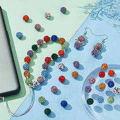 10mm Disco Ball Clay Beads Mixed Colors Pave Rhinestones Spacer Round Beads&nbsp;RB-PH0003-10mm-M