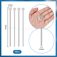 60Pcs 925 Sterling Silver Head Pins&nbsp;STER-PH0001-87