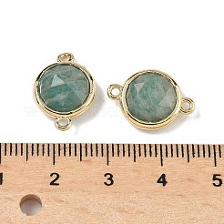 Brass Pave Natural Amazonite Faceted Flat Round Connector Charms&nbsp;G-U028-04G-04