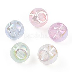 UV Plating Rainbow Iridescent Acrylic Beads&nbsp;OACR-P015-04B