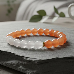 Natural White Jade Round & Topaz Jade Beaded Stretch Bracelets for Women Men&nbsp;BA4782