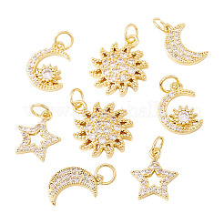 8Pcs 4 Styles Brass Micro Pave Cubic Zirconia Pendants&nbsp;KK-TA0002-32