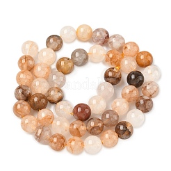 Natural Yellow Hematoid Quartz/Golden Healer Quartz Beads Strands&nbsp;G-D334-A02-8mm
