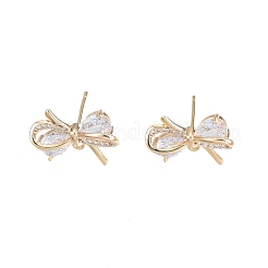 Brass Micro Pave Clear Cubic Zirconia Stud Earring Findings&nbsp;KK-T062-246G