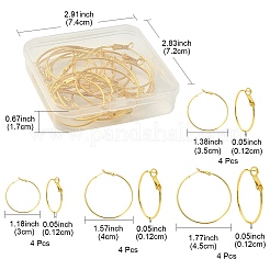 16Pcs 4 Size Brass Hoop Earring Findings&nbsp;KK-YW0001-95
