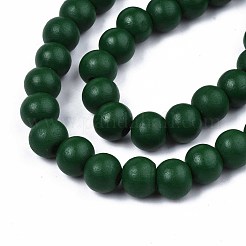 Painted Natural Wood Beads Strands&nbsp;WOOD-S053-54D