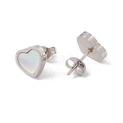 6 Pairs Natural White Shell Heart Stud Earrings&nbsp;EJEW-G291-02M
