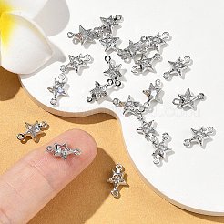 SHEGRACE Brass Pave Cubic Zirconia Star Connector Charms&nbsp;XGRQ2O314-441A-P