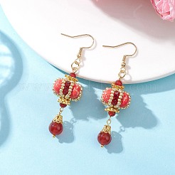 Lantern 304 Stainless Steel Synthetic Imperial Jasper Dangle Earrings&nbsp;EJEW-MZ00609-05