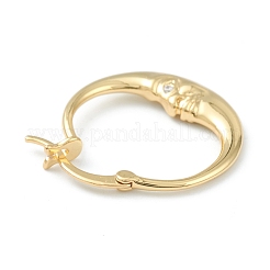 Brass Micro Pave Clear Cubic Zirconia Hoop Earrings&nbsp;KK-H753-01G