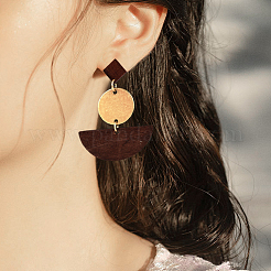 Coconut Brown Wood Stud Earring Findings&nbsp;EJEW-CJC0001-11