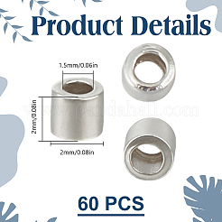 60Pcs 925 Sterling Silver Spacer Tube Beads&nbsp;STER-DR0001-29