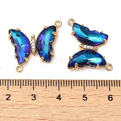 Brass Pave Faceted Glass Connector Charms&nbsp;FIND-Z020-04D